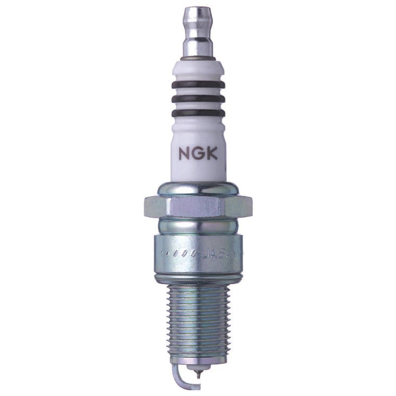 NGK Iridium IX BPR7EIX spark plug set with fine wire iridium center electrodes and trivalent metal plating.