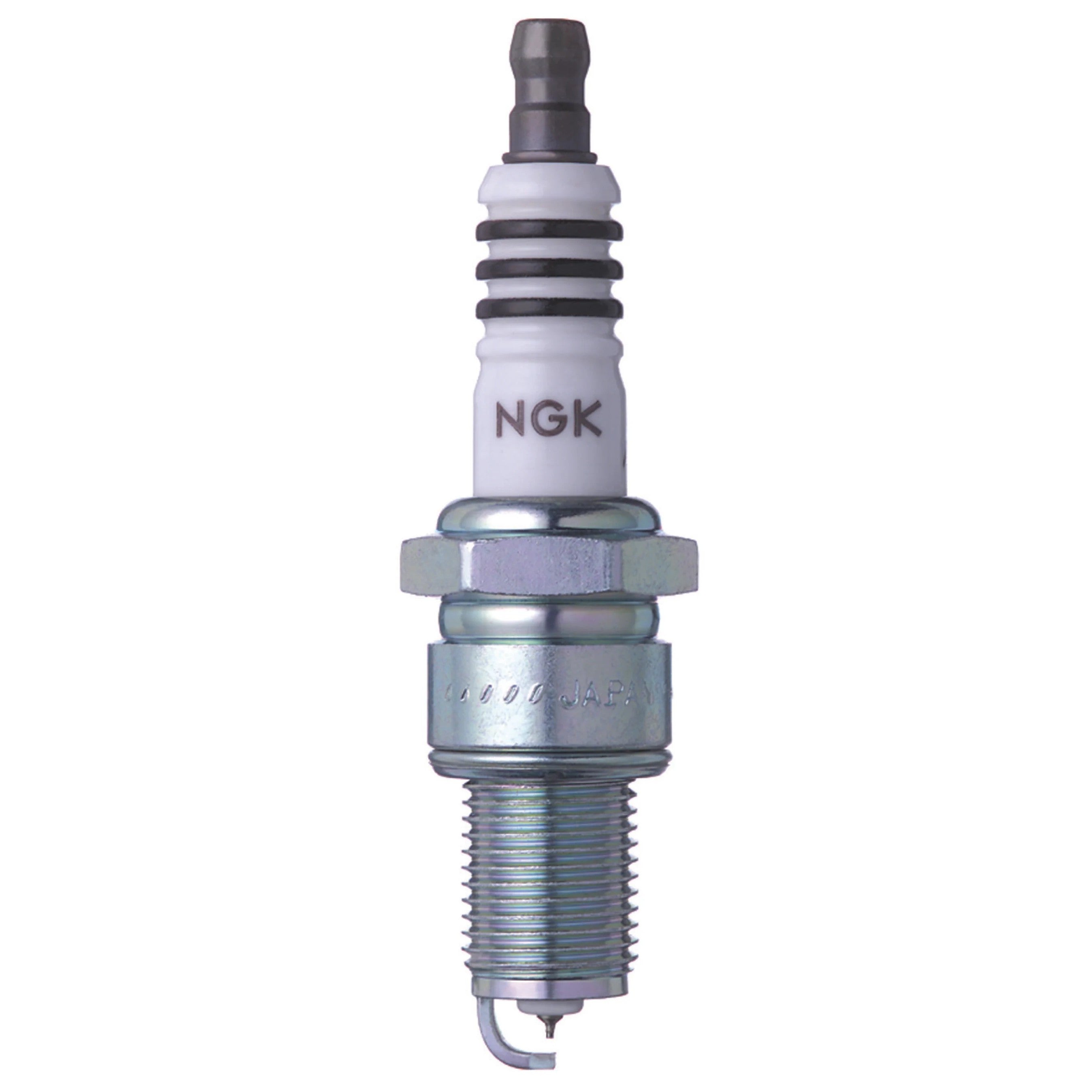 Set of four NGK Iridium IX spark plugs BPR5EIX-11 featuring fine-wire iridium tips and trivalent plating.