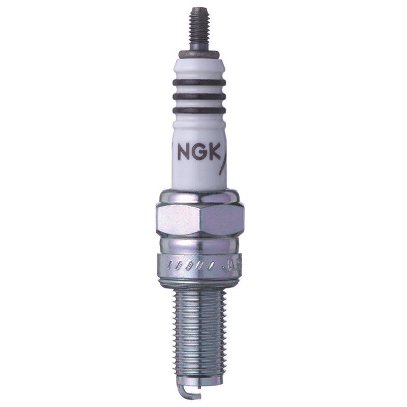 Set of four NGK Iridium IX spark plugs (CR9EIX) with fine wire iridium tips and trivalent metal plated shells.