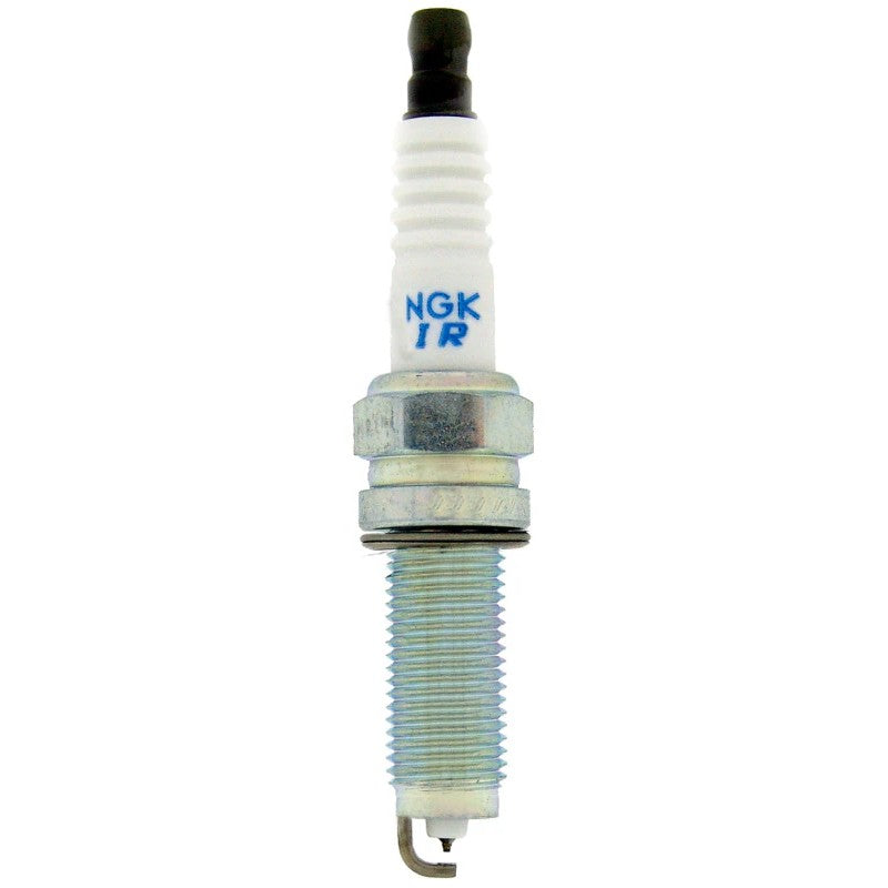Set of four NGK Laser Iridium ILZKR7B-11S spark plugs showing the iridium tip and trivalent plated threads.