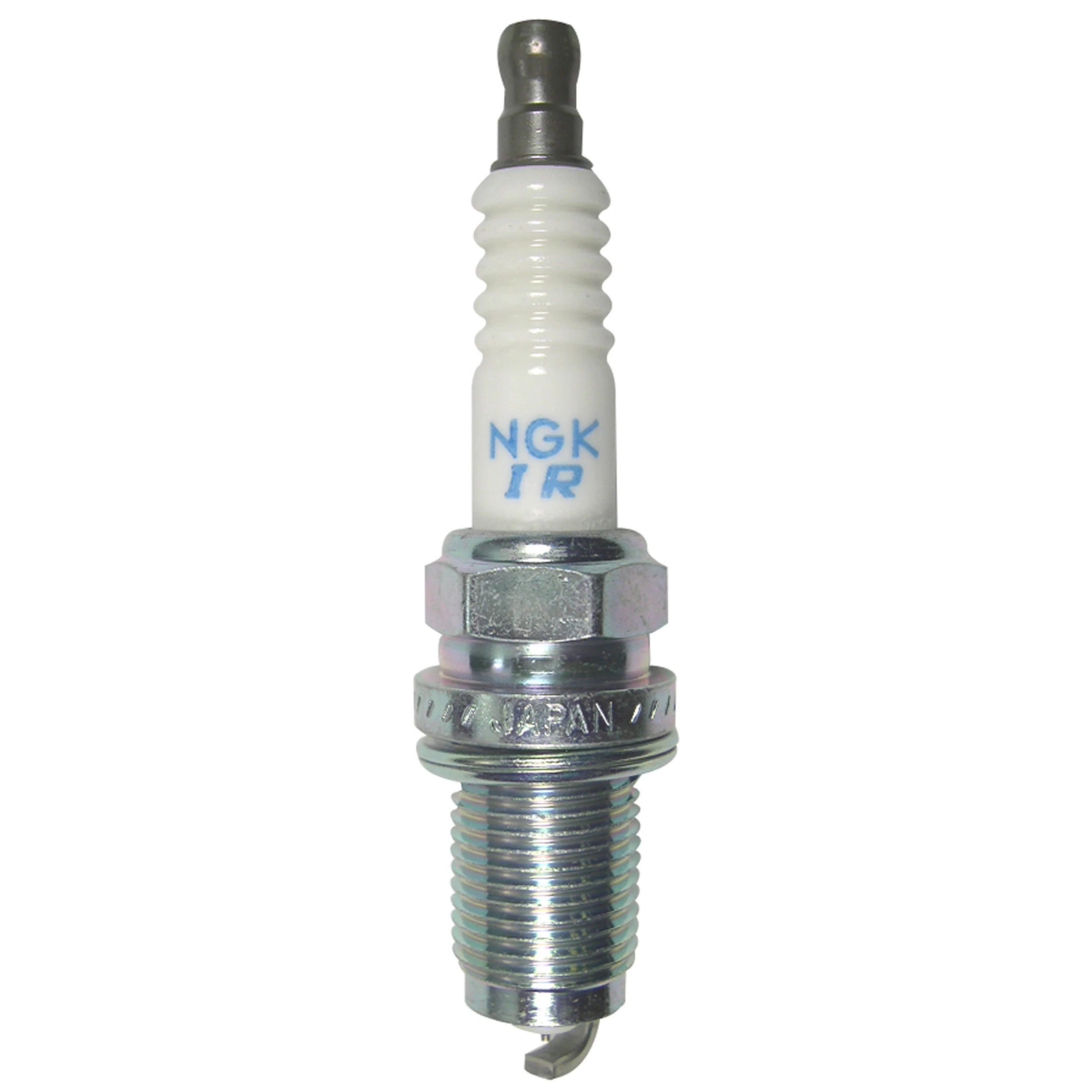 Set of four NGK Laser Iridium IZFR6K-11S spark plugs with iridium-tipped center electrodes and trivalent metal plating.