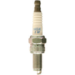Box of four NGK Laser Iridium spark plugs CR8EIB-10 with fine-wire iridium center electrodes and copper cores.
