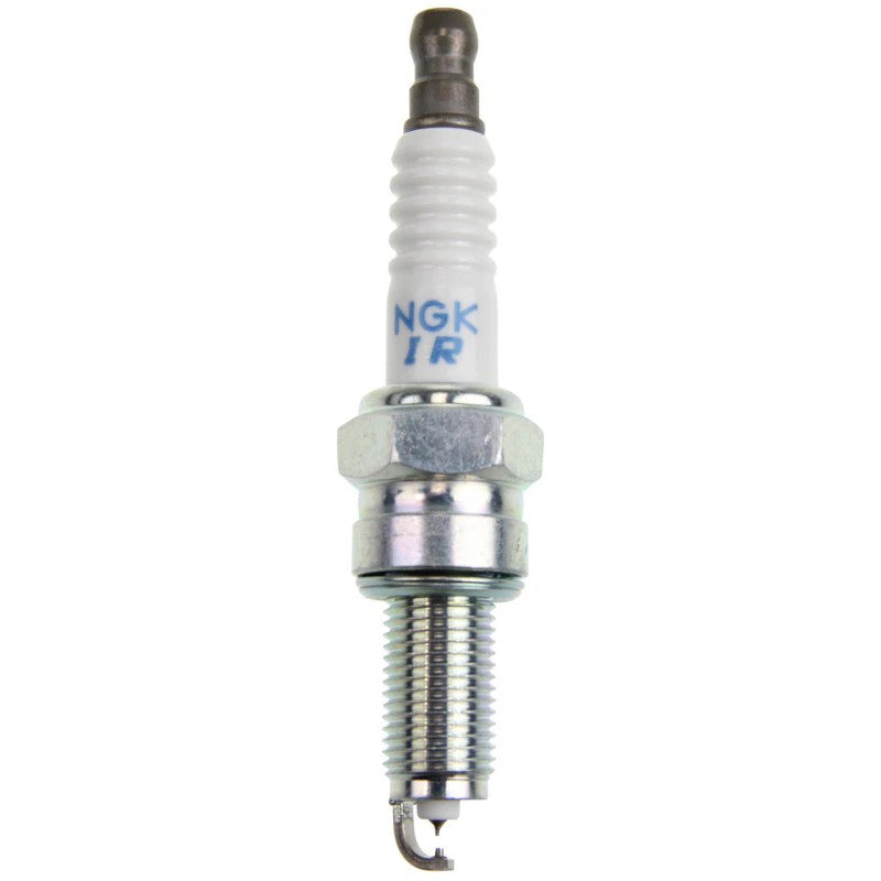 NGK Laser Iridium spark plug DIMR8C10 with trivalent metal plating and laser-welded iridium electrode tip.