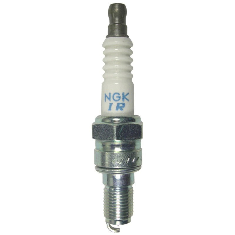 A box of four NGK Laser Iridium IMR9D-9H spark plugs with iridium tips and trivalent metal plating.