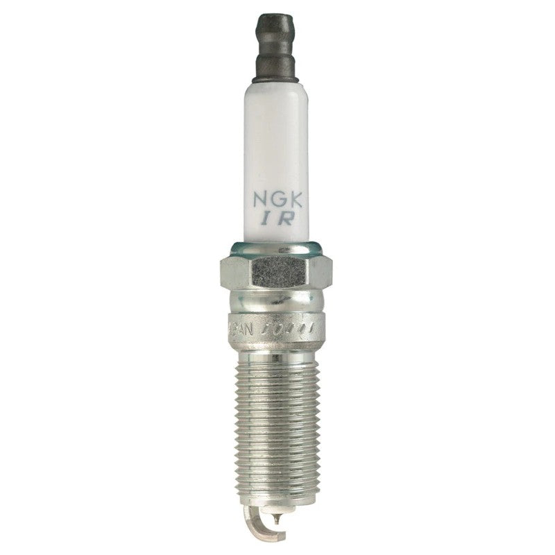 Set of four NGK Laser Iridium LTR6DI-8 spark plugs with iridium center electrodes and platinum ground pads.