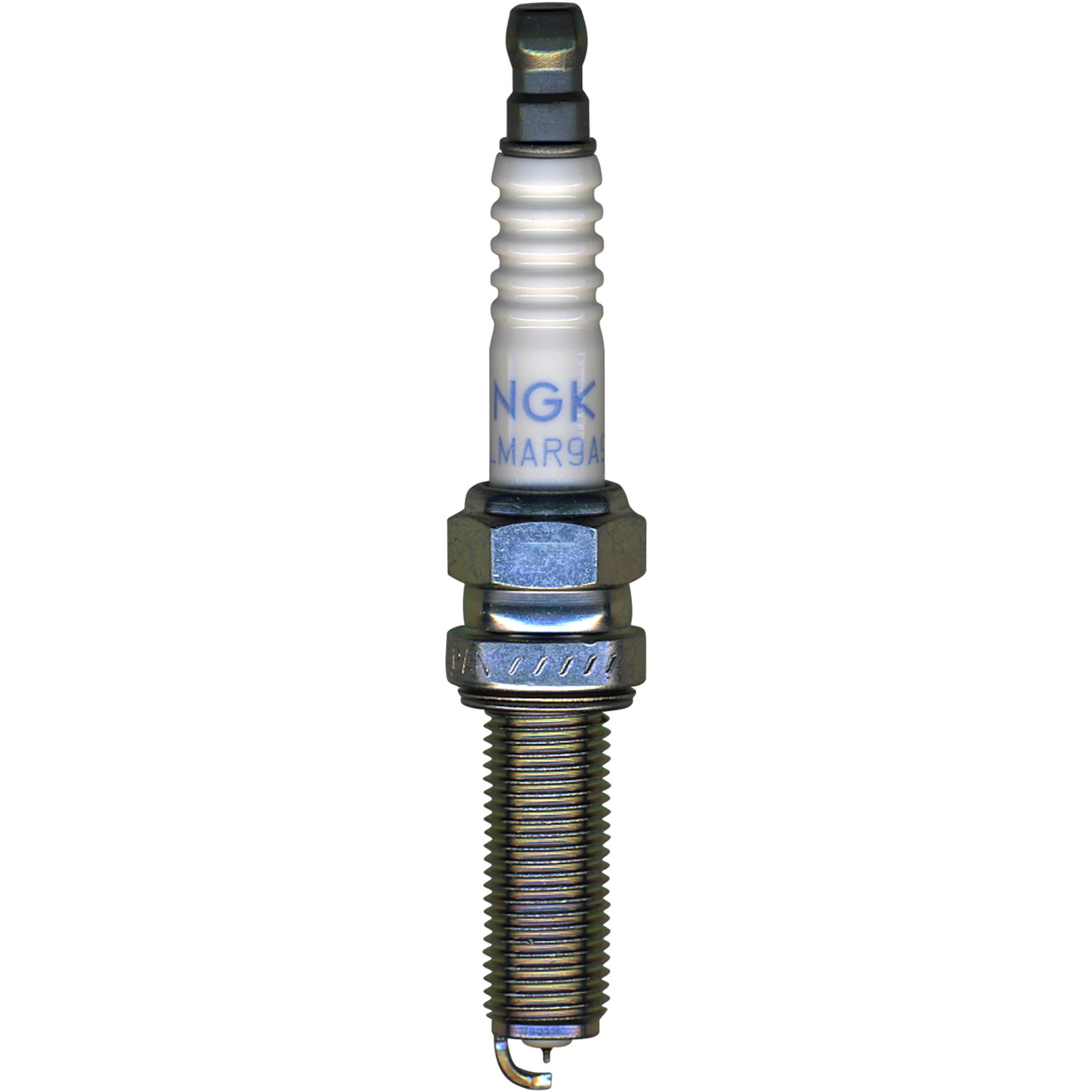 Set of four NGK Laser Iridium High Ignitability spark plugs (SILMAR9A9S) with trivalent plating and copper cores.