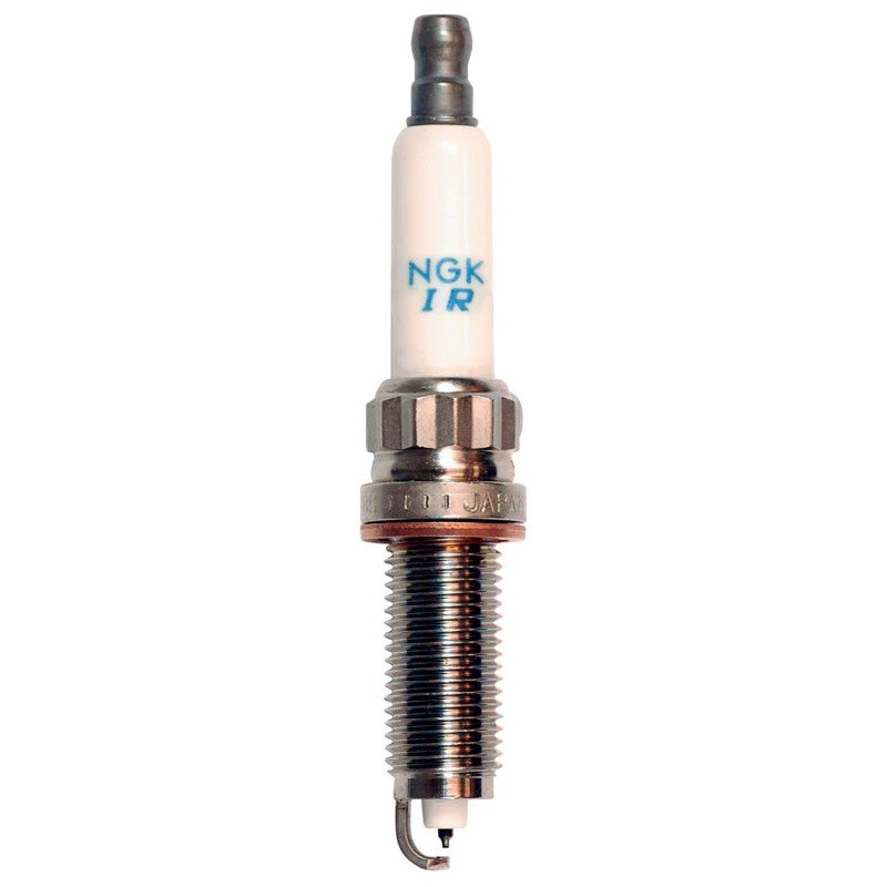 Set of four NGK Laser Iridium SILZKBR8D8S spark plugs with iridium-tipped center and platinum-padded ground electrodes.