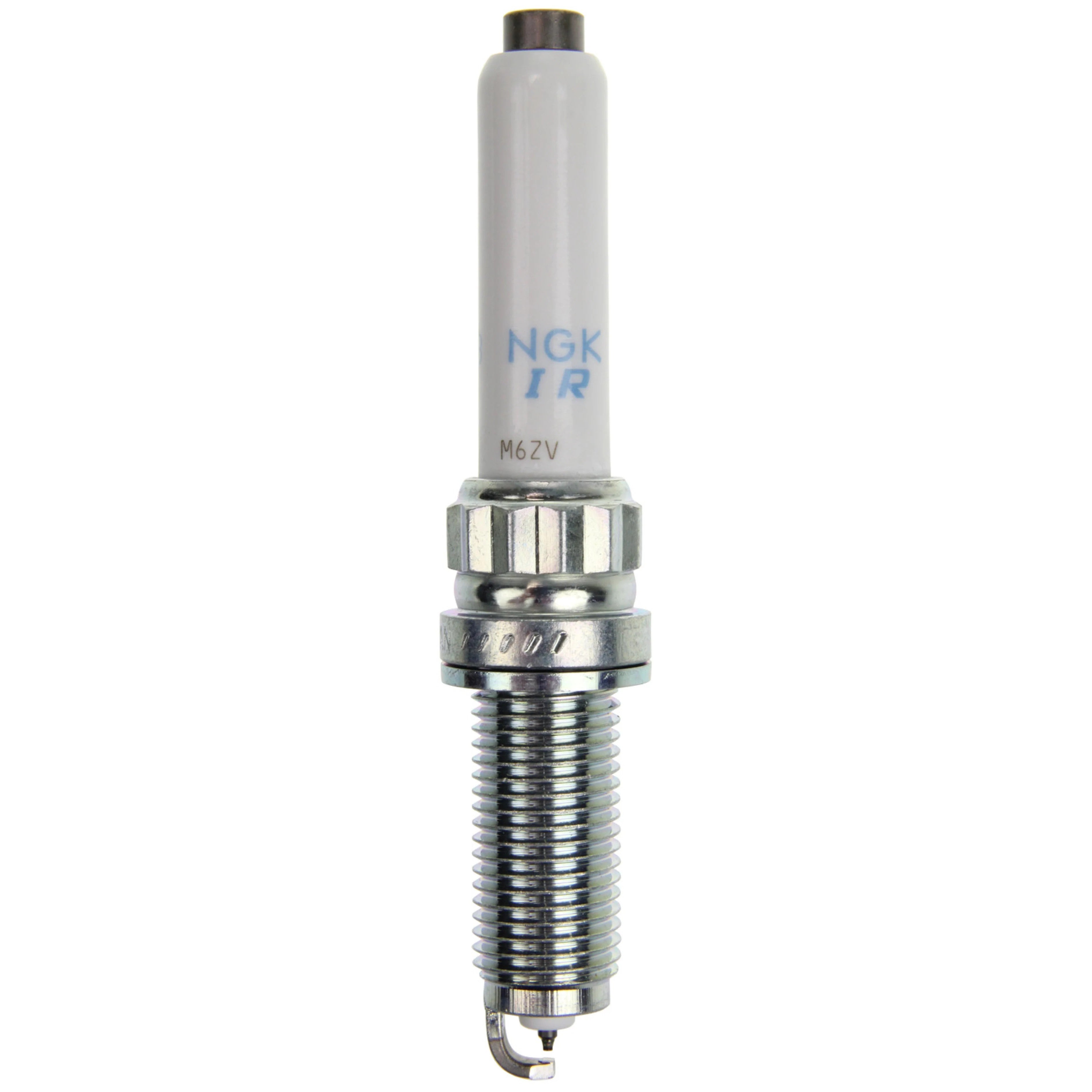 Set of 4 NGK Laser Iridium SILZKGR8B8S spark plugs with iridium center electrodes and trivalent plated threads.