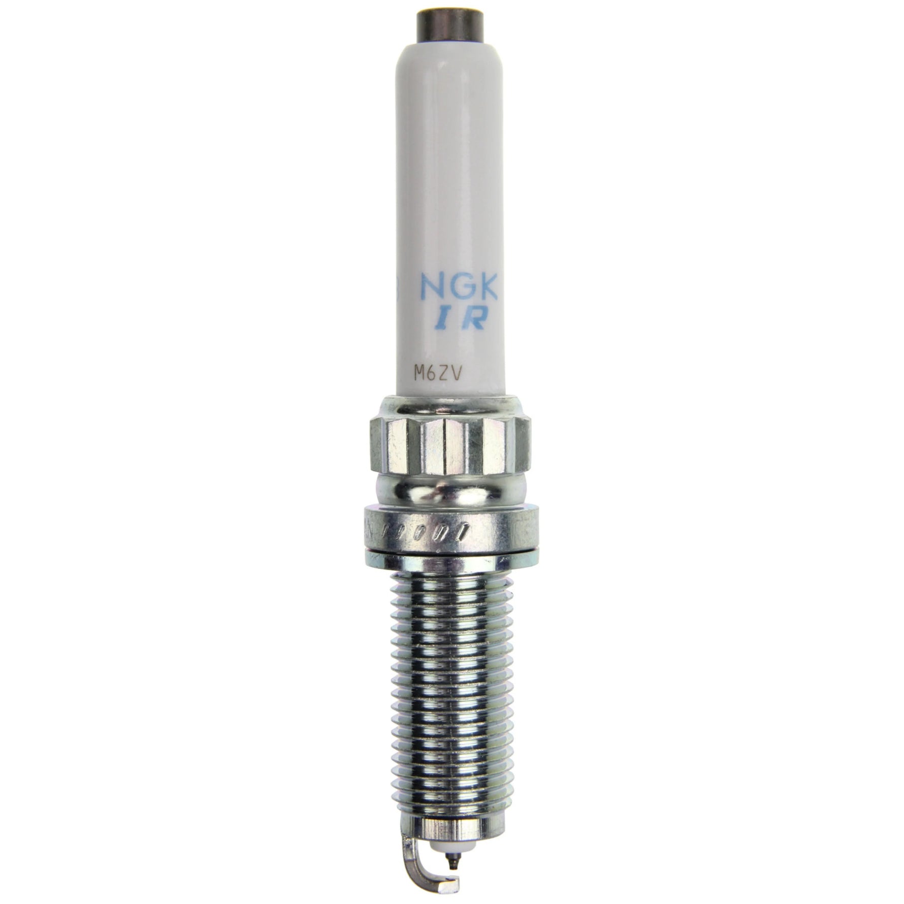 Set of 4 NGK Laser Iridium SILZKGR8B8S spark plugs with iridium center electrodes and trivalent plated threads.