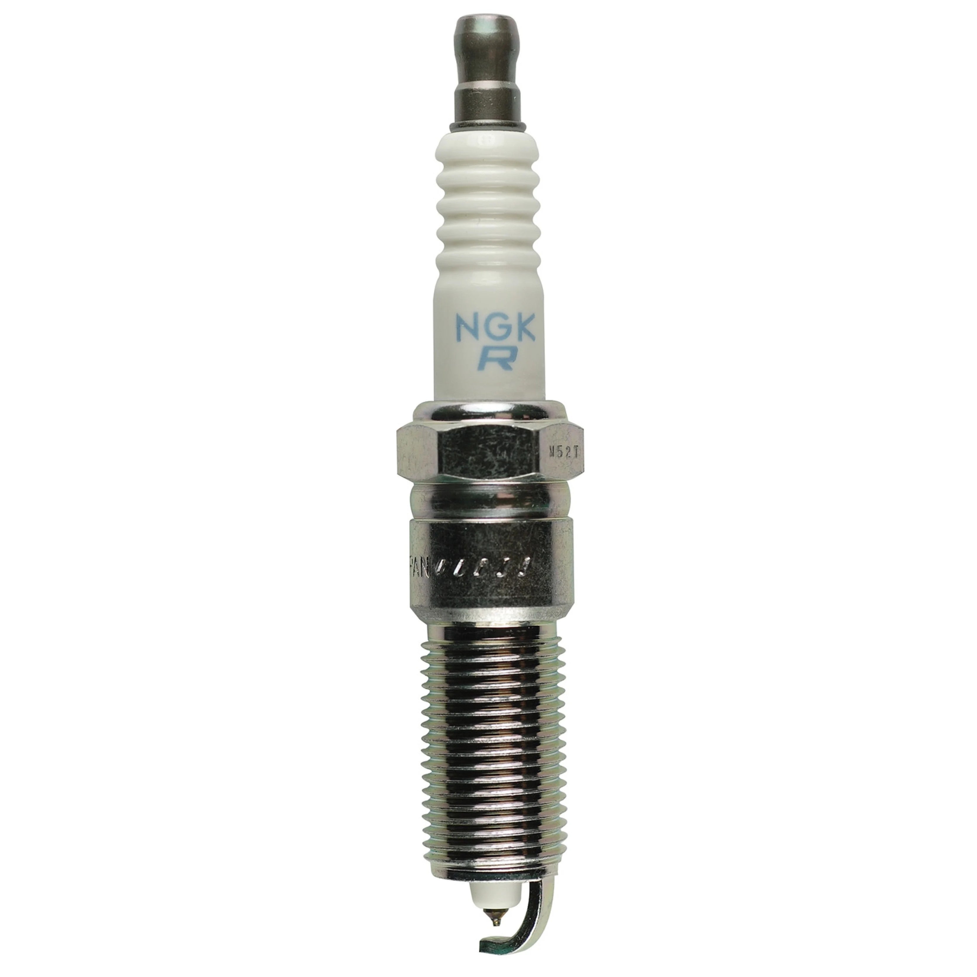 Box of 4 NGK Laser Platinum spark plugs, model LZTR6AP11EG, featuring platinum electrodes and trivalent plating.