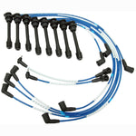 NGK 6403 spark plug wire set with blue silicone cables and black boots for Lexus LS400 and SC400 V8 engines.