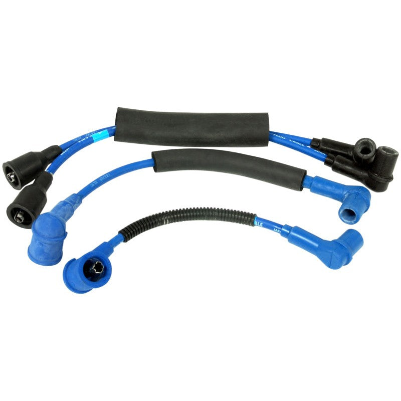 NGK 8159 Spark Plug Wire Set featuring blue cables and black boots for 1993-1995 Mazda RX-7