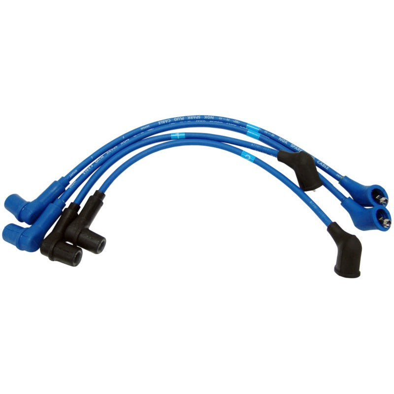 NGK blue spark plug wire set with black boots and stainless steel terminals for 2004-2008 Mazda RX-8.