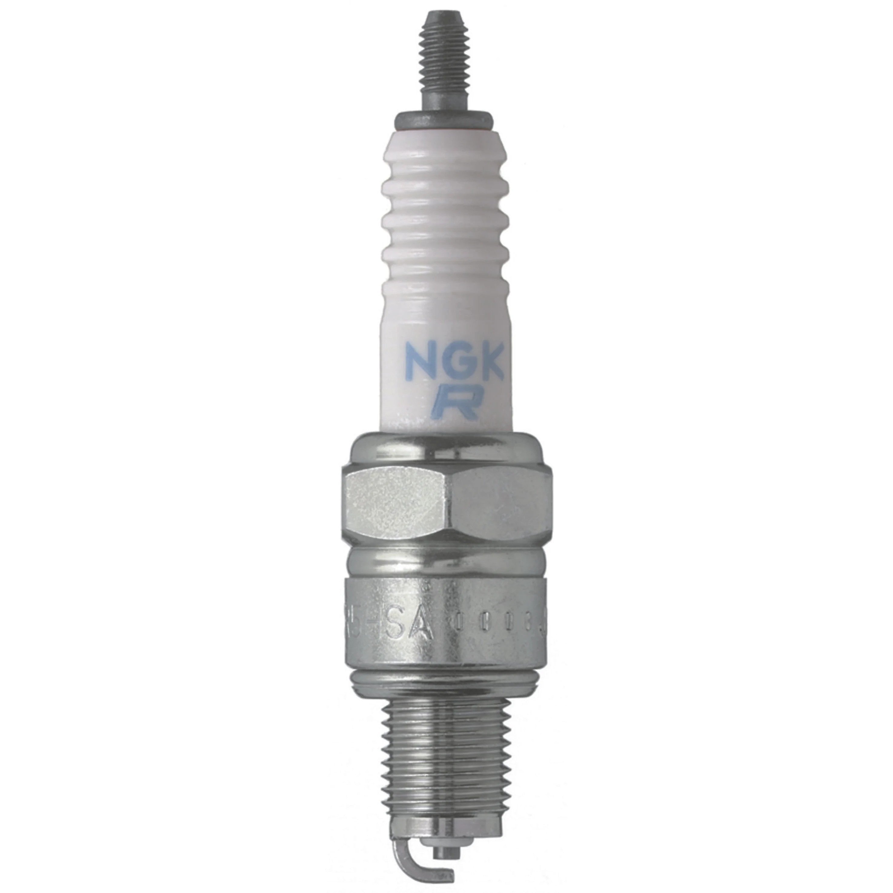 Set of four NGK CR7HSA standard nickel spark plugs with trivalent metal plating and copper cores.