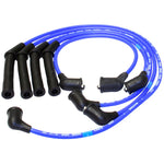 NGK 9181 spark plug wire set with blue cables and black silicone boots for 1989-1990 Nissan Pulsar NX and Sentra.