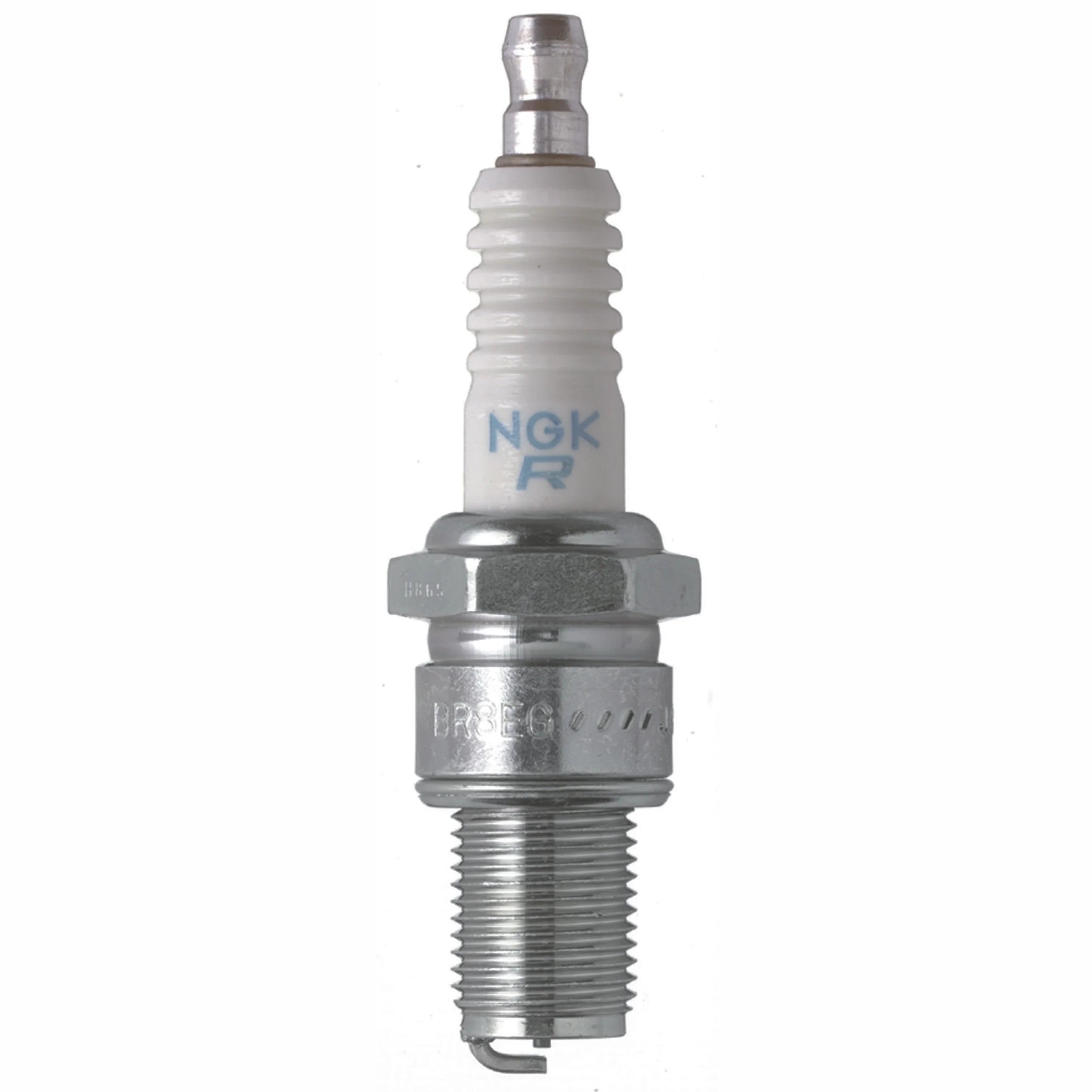 Set of four NGK BR8EG Racing Spark Plugs featuring trivalent metal plating and copper core.