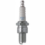 Four NGK Racing BR9EG spark plugs featuring trivalent metal plating and white ceramic insulators.