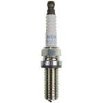 Four NGK R2558E-9 Racing Spark Plugs featuring trivalent metal plating and white alumina silicate ceramic insulators.