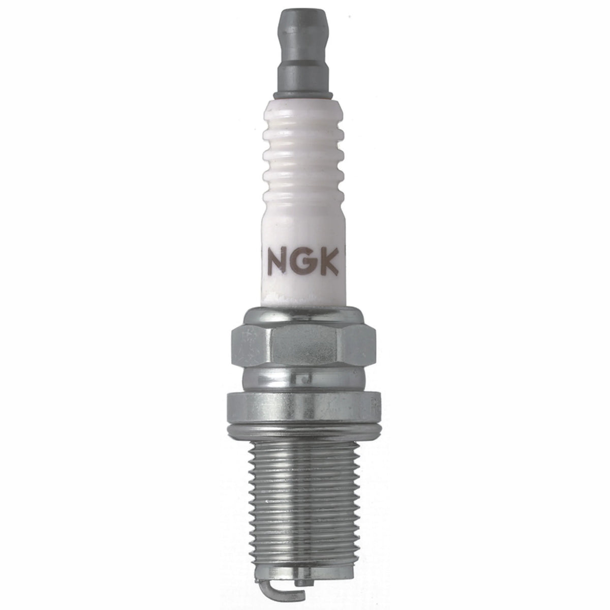Set of four NGK Racing R5671A-9 spark plugs with silver shells and white ceramic insulators.