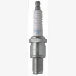 Set of four NGK Racing R6725-115 spark plugs with trivalent metal plating and corrugated ceramic insulators.