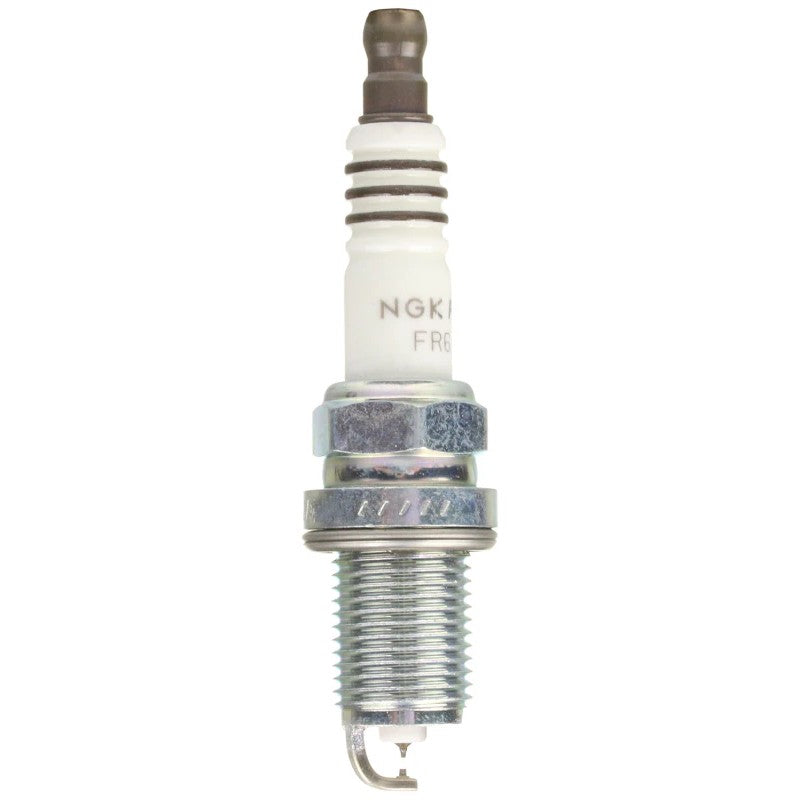 Set of four NGK Ruthenium HX FR6AHX-S spark plugs featuring 0.4mm fine wire electrodes and trivalent plating.