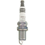 Set of 4 NGK Ruthenium HX spark plugs showing fine wire center electrodes and trivalent metal plating