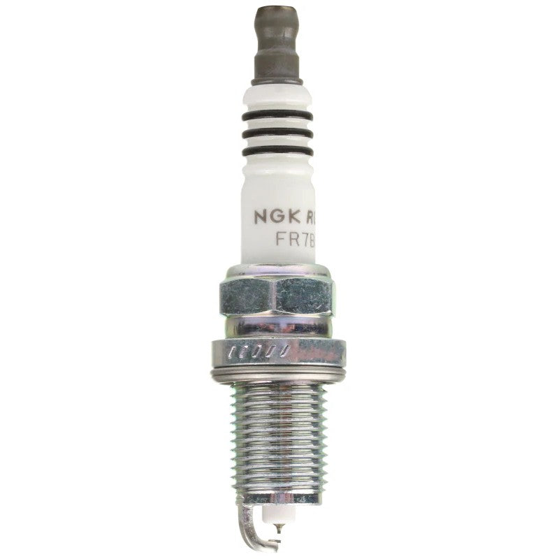 Set of four NGK Ruthenium HX spark plugs showing the 0.4mm ruthenium fine wire center electrode.