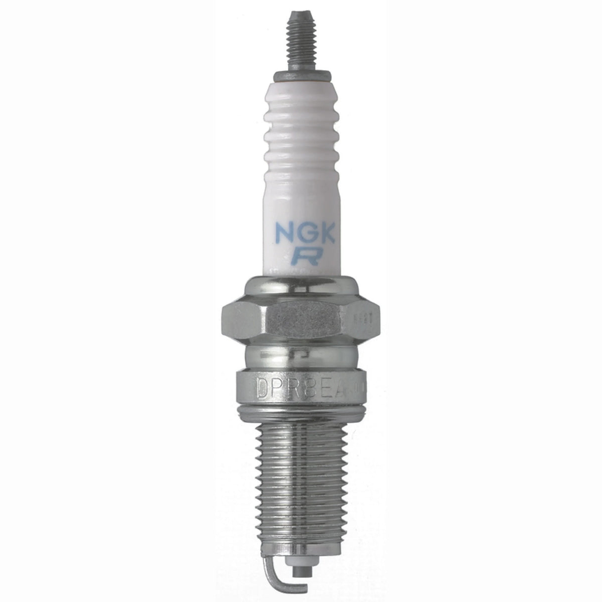 A box of 10 NGK Standard Spark Plugs model DPR7EA-9 in yellow packaging with nickel alloy and copper core construction.