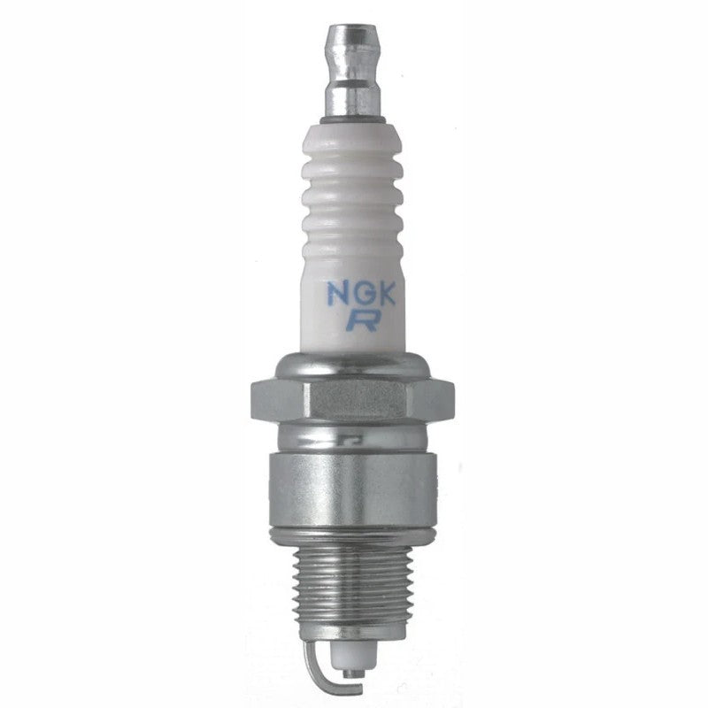 Set of four NGK BPR6HS Standard spark plugs featuring white ceramic insulators and nickel alloy electrodes.