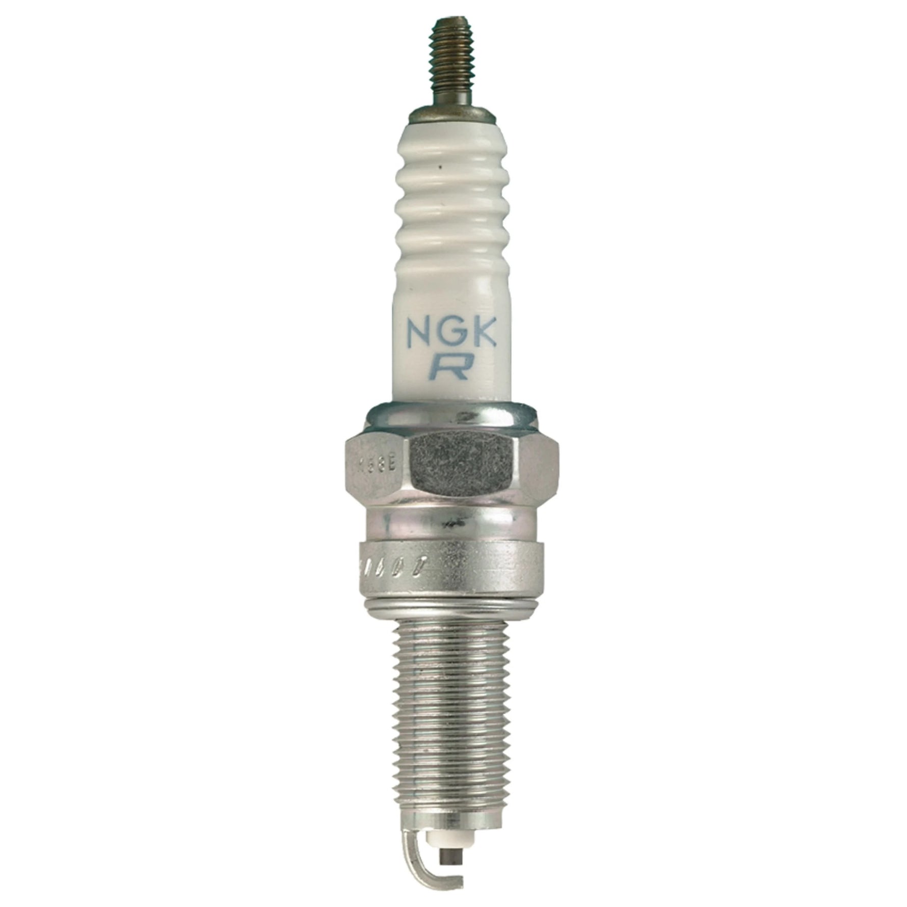Set of four NGK CPR8EA-9 Standard spark plugs with nickel alloy electrodes and trivalent metal plating.