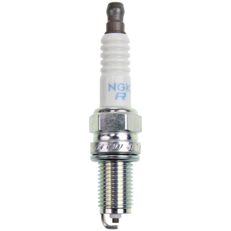 Set of four NGK KR9E-G Standard spark plugs featuring white ceramic insulators and trivalent metal plated threads.