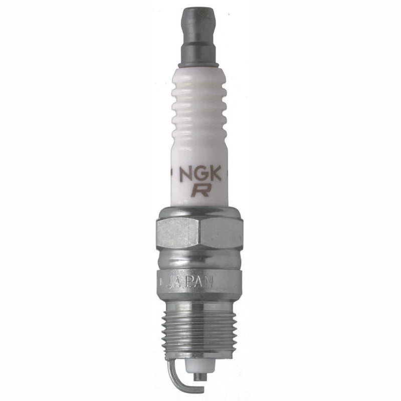 NGK V-Power UR4 spark plug featuring a V-cut nickel alloy center electrode and trivalent metal plated shell.