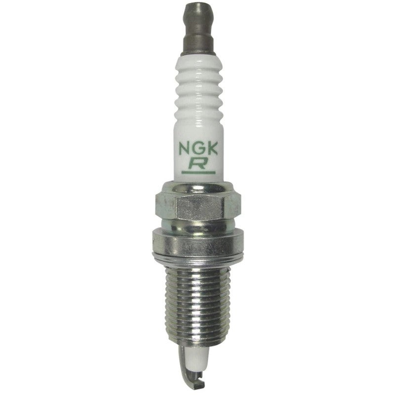 Set of four NGK V-Power ZFR5N spark plugs featuring V-cut nickel alloy electrodes and trivalent metal plating.
