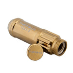 NRG 700 Series Chrome Gold M12 x 1.5 steel lug nuts with integrated dust caps, wheel locks, and installation socket tool