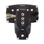 Black brushed aluminum automatic transmission pedal set with black rubber grip inserts.