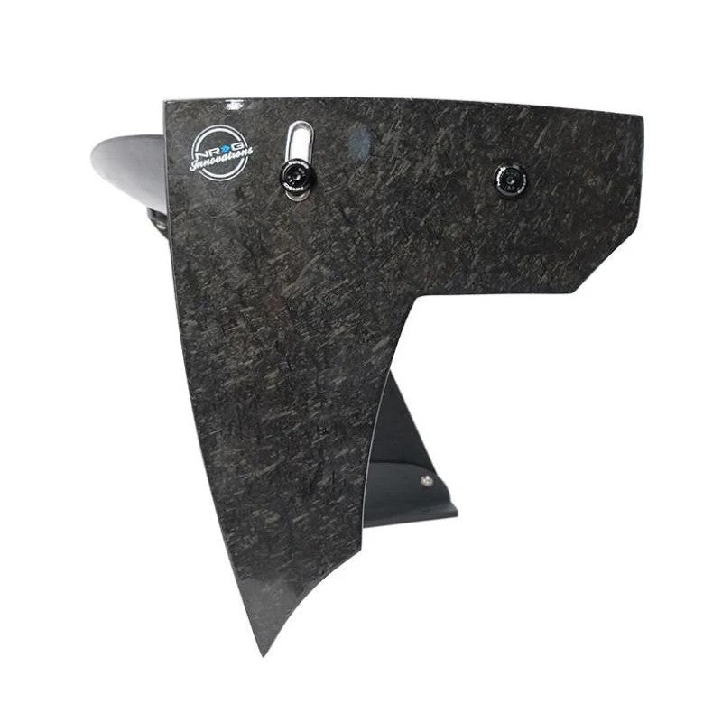 A pair of gloss finish twill weave carbon fiber rear wing spoiler end plates by NRG Innovations.
