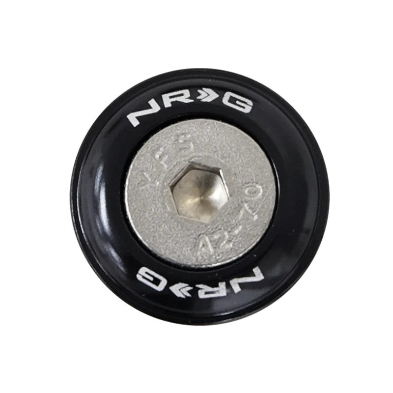 Ten black anodized aluminum fender washers and matching rivets for plastic mounting applications.