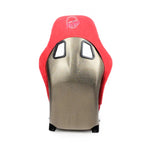 NRG ULTRA Edition Medium FRP bucket seat featuring Red Alcantara fabric and a pearlized back shell with harness slots.