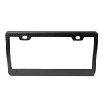 High-quality dry carbon fiber license plate frame with a precision weave and matte finish.