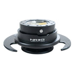 NRG Gen 3.0 steering wheel quick release kit in black with dual carbon fiber release handles