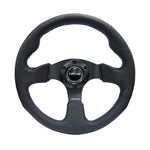 NRG RST-012R-BL 320mm reinforced 3-spoke steering wheel in black leather with blue stitching