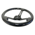 NRG RST-018BSB-BK 350mm steering wheel with black multi-color flake wood rim and 3-inch deep matte black spokes