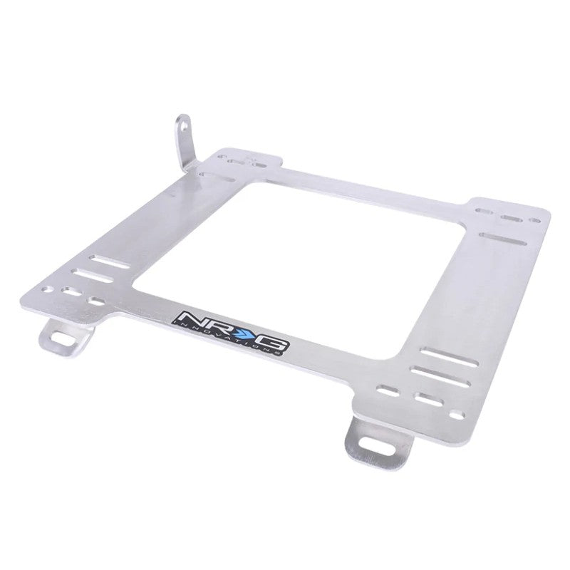 Pair of black powder-coated steel NRG seat brackets for 1989-1997 Mazda MX-5 Miata NA.