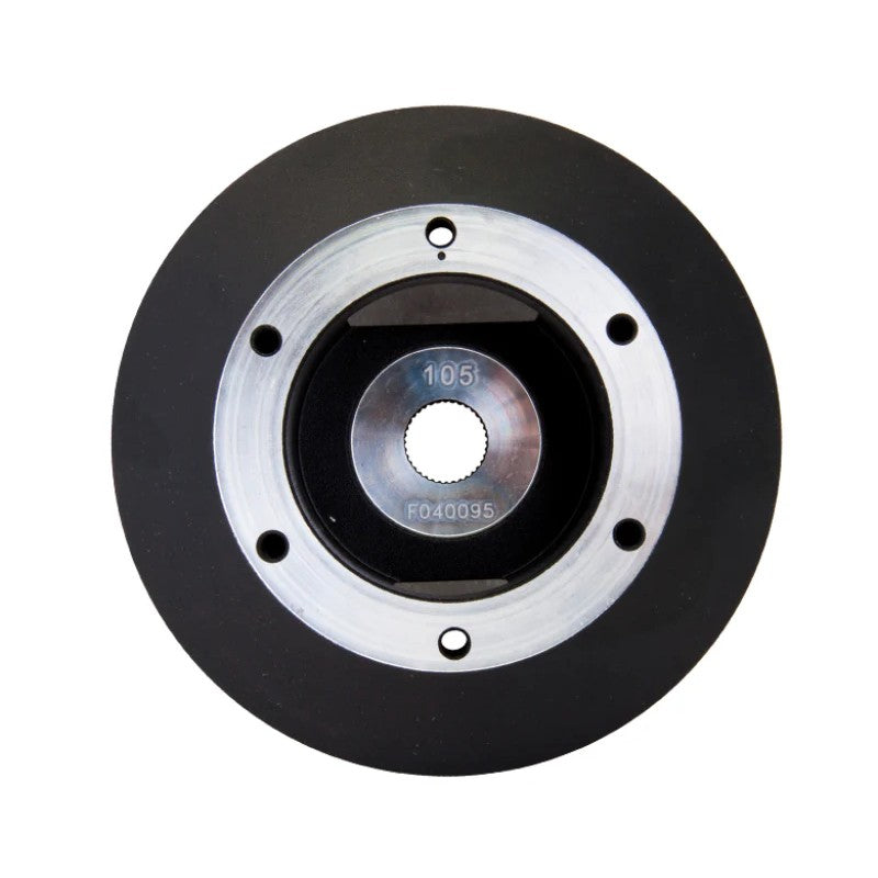 Black NRG Innovations SRK-105H short steering wheel hub adapter with hardware for 2008-2024 Subaru WRX and STI.