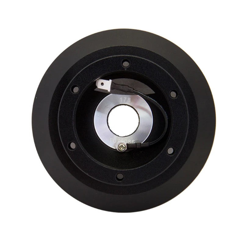 NRG Innovations SRK-178H black aluminum short hub adapter for 2010-2024 Chevrolet Camaro steering column.