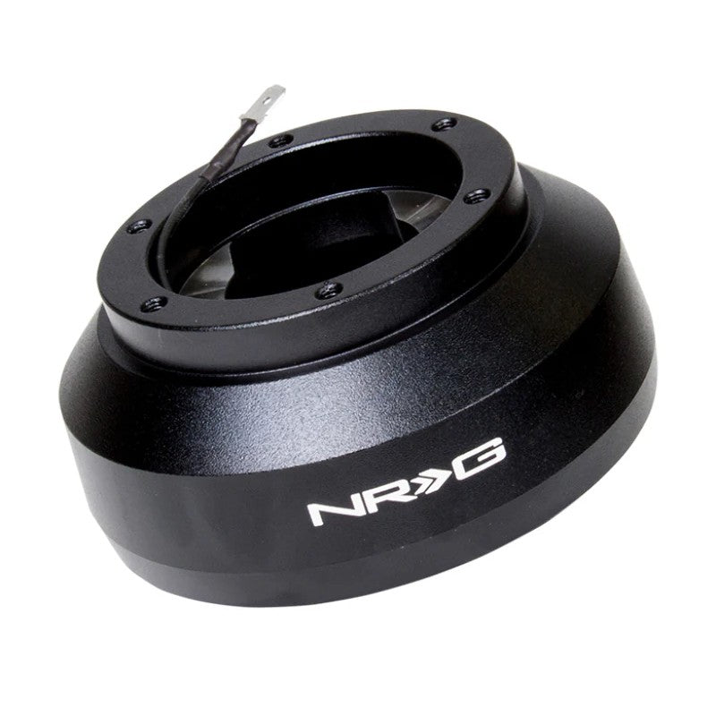 Black NRG Innovations SRK-135H short steering wheel hub adapter for Honda and Acura vehicles.