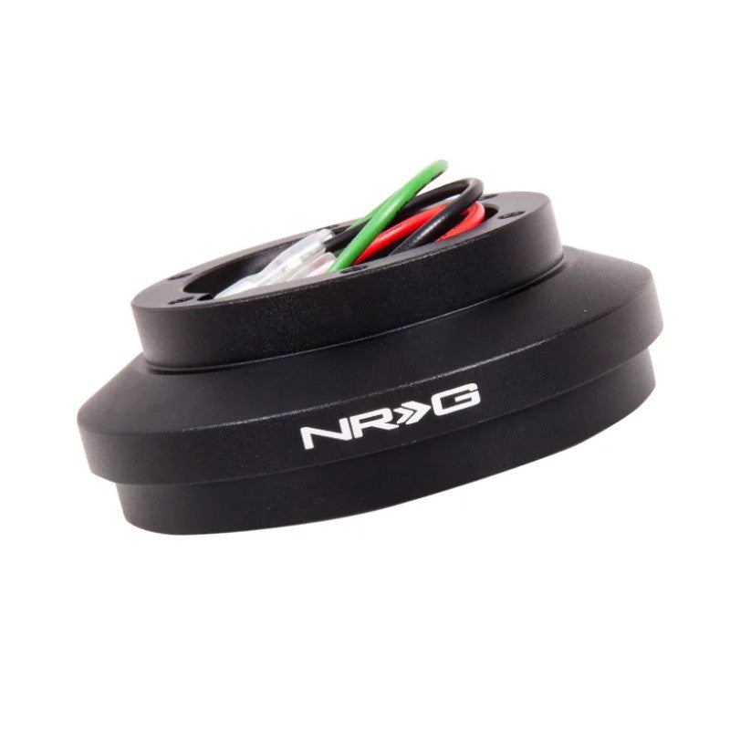 Black NRG SRK-174H short steering wheel hub adapter with 6-bolt pattern for 1983-1989 Ford Mustang.