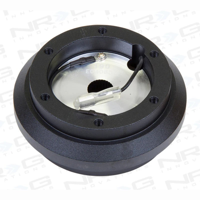 Black NRG SRK-190H Short Hub Adapter for 1988-1991 Honda Civic/CRX and 1990-1993 Acura Integra steering columns.