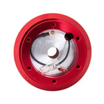 Red anodized NRG Short Hub Adapter SRK-110H-RD for Honda Civic and Acura Integra steering columns.