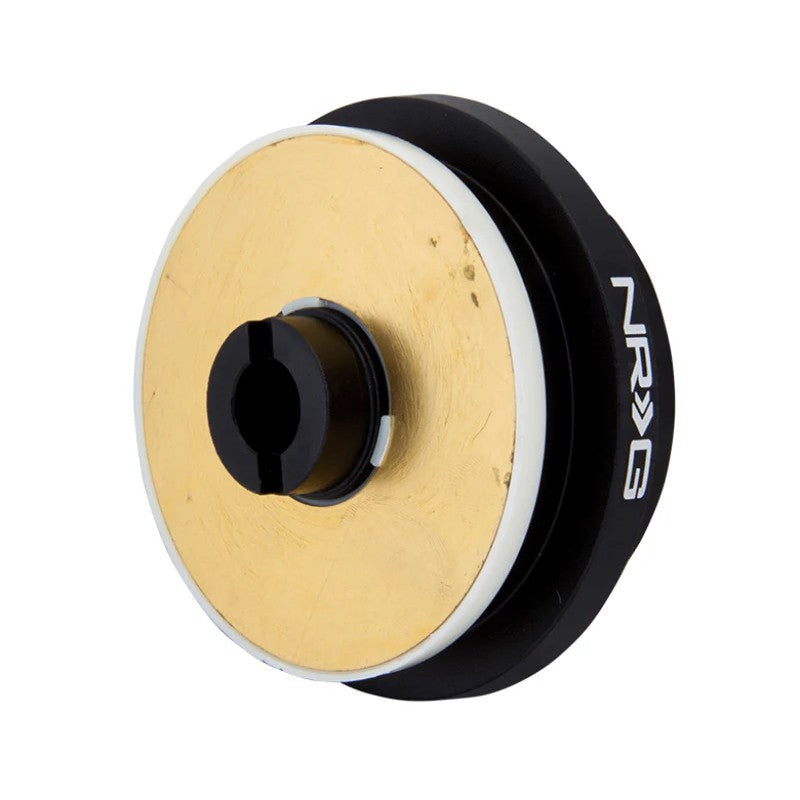 NRG Innovations SRK-110H black aluminum short steering wheel hub adapter for Honda Civic EG6 and Acura Integra.